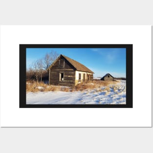 Abandoned farm houses in winter Posters and Art